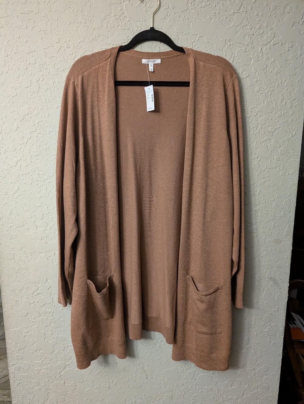Maurice's Open-Front Cardigan Sweater in Camel Brown